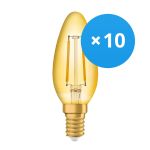Multipack 10x Ledvance Vintage 1906 LED E14 Kerze Gold 1.5W 120lm - 824 Extra Warmweiß | Ersatz für 15W