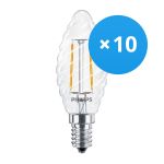 Multipack 10x Philips Corepro LED Kerze E14 Gedreht Kerze Fadenlampe Klar 2W 250lm - 827 Extra Warmweiß | Ersatz für 25W