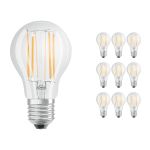 Multipack 10x Ledvance Classic LED E27 Birne Fadenlampe Klar 7.5W 1055lm - 827 Extra Warmweiß | Dimmbar - Ersatz für 75W