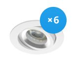 Multipack 6x Noxion Einbau Spot Drome MR16 schwenkbar Weiß | Ausschnitt 69mm - GU10 Sockel
