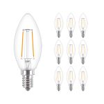 Multipack 10x Philips Corepro LED Kerze E14 Fadenlampe Klar 2W 250lm – 827 – Extra Warmweiß | Ersatz für 25W