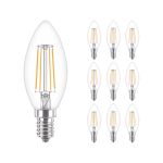 Multipack 10x Philips Corepro LED Kerze E14 Fadenlampe Klar 4.3W 470lm - 827 Extra Warmweiß | Ersatz für 40W