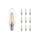 Multipack 10x Noxion Lucent LED E14 Kerze Fadenlampe Klar 2.5W 250lm - 827 Extra Warmweiß | Ersatz für 25W
