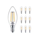 Multipack 10x Philips MASTER Value LED Kerze E14 Fadenlampe Klar 3.4W 470lm - 927 | Höchste Farbwiedergabe - Dimmbar – Ersatz für 40W