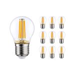 Multipack 10x Noxion Lucent LED E27 Kugel Fadenlampe Klar 4.5W 470lm - 827 Extra Warmweiß | Ersatz für 40W