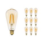 Multipack 10x Noxion Lucent LED E27 Edison Fadenlampe Messing 7.2W 630lm -  822 Extra Warmweiß | Dimmbar - Ersatz für 50W