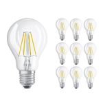 Multipack 10x Ledvance Classic LED E27 Birne Fadenlampe Klar 4W 470lm - 827 Extra Warmweiß | Ersatz für 40W