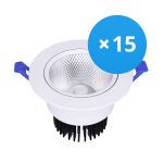 Multipack 15x Bright Choice LED Downlight Rund Schwenkbar 15W 1200lm 60D - 930 Warmweiß | 135mm - Ausschnitt 110mm - UGR <19