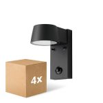 Multipack 4x D'Lite Wandleuchte Lira Schwarz 7W 600lm 830 Warmweiß | IP54 - Bewegungssensor