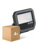 Multipack 4x Ledvance Led-Scheinwerfer Aluminium Schwarz 8W 1100lm 100D - 830 Warmweiß | IP66 - Symmetrisch