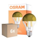 Multipack 6x Osram Classic LED E27 Birne Fadenlampe Spiegel Gold 4W 400lm - 827 Extra Warmweiß | Ersatz Für 35W