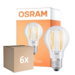 Multipack 6x Osram LED Superstar E27 Birne Fadenlampe Klar 7.5W 1055lm - 940 Kaltweiß | Höchste Farbwiedergabe - Dimmbar - Ersatz Für 75W