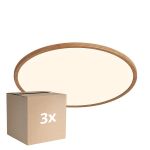 Multipack 3x Nordlux LED Deckenleuchte Oja 42 Holz 24W 2150lm - 827 Extra Warmweiß | Dimmbar