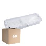 Multipack 4x Noxion LED Emergency Bulkhead Weiß 8.5W 500lm - 865 Tageslichtweiß | 3 Stunden Notlicht - incl. 4 directions