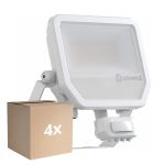 Multipack 4x Ledvance Led-Scheinwerfer Aluminium Weiß 41W 6000lm 100D - 840 Kaltweiß | IP65 - Bewegungs- Und Lichtsensor - Symmetrisch
