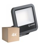 Multipack 4x Ledvance Led-Scheinwerfer Aluminium Schwarz 69W 10000lm 100D - 865 Tageslichtweiß | IP66 - Symmetrisch