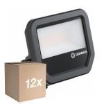 Multipack 12x Ledvance Led-Scheinwerfer Aluminium Schwarz 17W 2400lm 100D - 865 Tageslichtweiß | IP66 - Symmetrisch