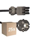 Multipack 25x Noxion GST - Kompatibel Versorgungskabel Schwarz - Weiblich + Schuko Europlug - 2m - 3 pole 0.75mm2