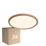 Multipack 3x Nordlux LED Deckenleuchte Oja 29 Holz 18W 1600lm - 827 Extra Warmweiß | 3-Stufen Dimmbar 