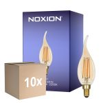 Multipack 10x Noxion Lucent LED E14 Kerze Fadenlampe Messing BA35 4.5W 400lm - 822 Extra Warmweiß | Dimmbar - Ersatz Für 35W