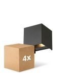 Multipack 4x D'Lite Wandleuchte Elingen Aluminium Schwarz Up & Down 4.9W 480lm - 830 Warmweiß | IP65 - Lichtsensor