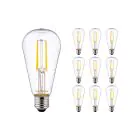 Multipack 10x Noxion Lucent LED E27 Birne Fadenlampe Klar 4W 470lm - 827 Extra Warmweiß | Ersatz für 40W