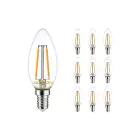 Multipack 10x Noxion Lucent LED E14 Kerze Fadenlampe Klar 2.5W 250lm - 827 Extra Warmweiß | Ersatz für 25W