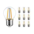 Multipack 10x Noxion Lucent Lustre LED E27 Kugel Fadenlampe Klar 2.5W 250lm - 827 Extra Warmweiß - Ersatz für 25W