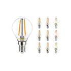 Multipack 10x Noxion Lucent Lustre LED E14 Kugel Fadenlampe Klar 2.5W 250lm – Dimmbar - Ersatz für 25W