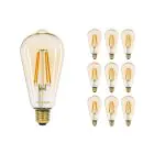 Multipack 10x Noxion Lucent LED E27 Edison Fadenlampe Messing 7.2W 630lm -  822 Extra Warmweiß | Dimmbar - Ersatz für 50W