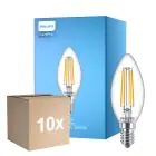 Multipack 10x Philips Corepro LED Kerze E14 Fadenlampe Klar 6.5W 806lm - 827 Extra Warmweiß | Ersatz für 60W