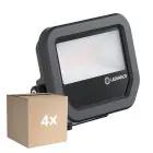 Multipack 4x Ledvance Led-Scheinwerfer Aluminium Schwarz 8W 1200lm 100D - 840 Kaltweiß | IP66 - Symmetrisch