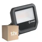Multipack 12x Ledvance Led-Scheinwerfer Aluminium Schwarz 17W 2400lm 100D - 865 Tageslichtweiß | IP66 - Symmetrisch