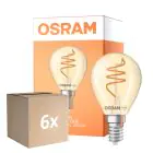 Multipack 6x Osram Vintage 1906 LED Classic Slim E14 Birne Fadenlampe Gold 4.9W 470lm - 922 Extra Warmweiß | Höchste Farbwiedergabe - Dimmbar - Ersatz Für 40W