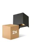 Multipack 2x D'Lite Wandleuchte Elingen Aluminium Schwarz Up & Down 4.9W 480lm - 830 Warmweiß | IP65 - Lichtsensor